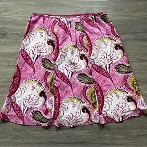 Susan Bristol Pink and White Paisley A-Line Skirt
